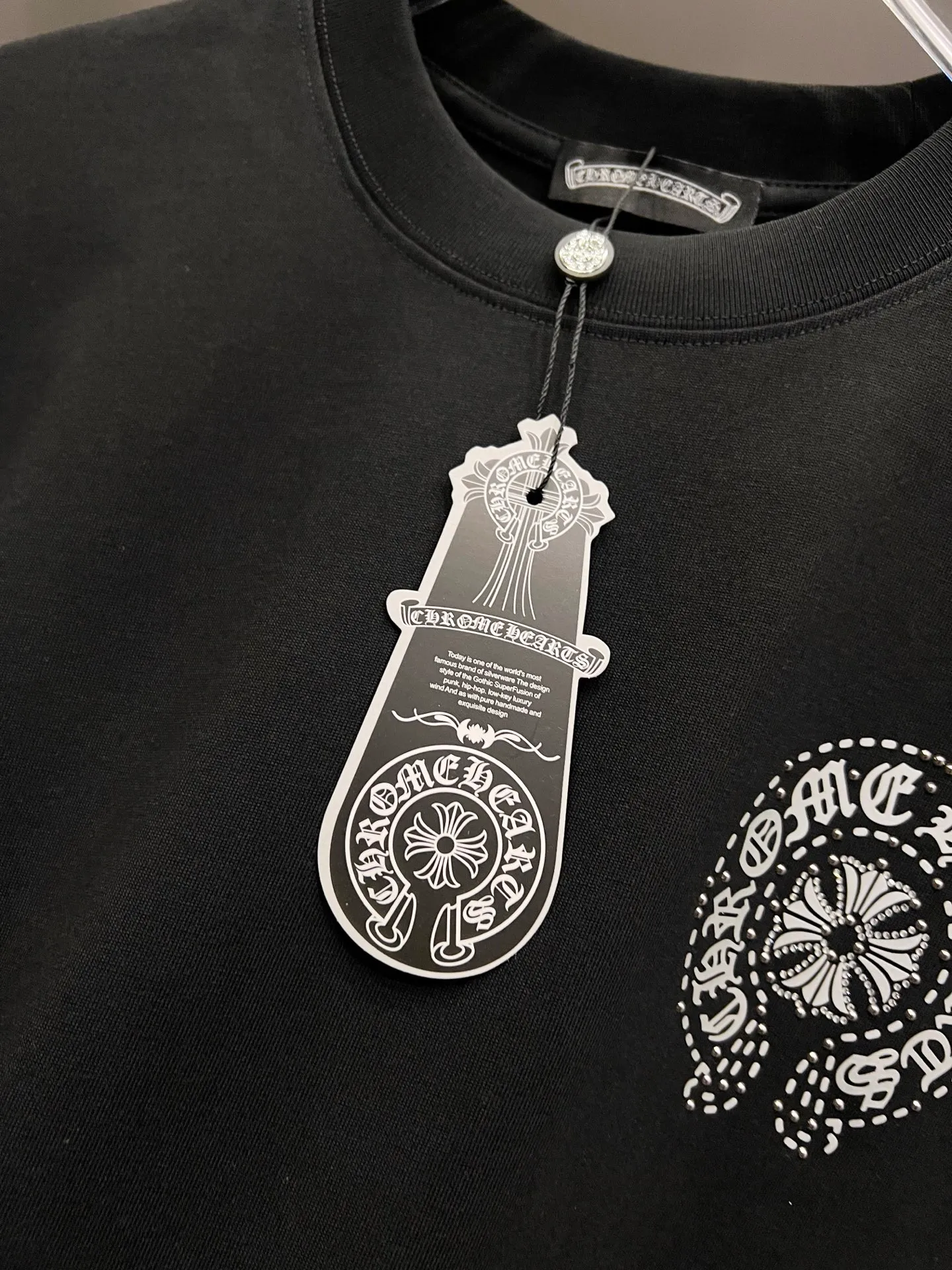 🅿️190 CH Crowe 2025 autumn and winter new short-sleeved T-shirt, cross foam technology + Middle Eastern Australian diamond design technology, the real thing is great🔥Same style for men and women, loose version, size S M L XL XXL five sizes black white